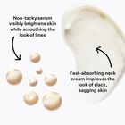 Non-tacky serum visibly brightens skin while smoothing the look of lines, TL Neck Cream is fast absorbing and improves the look of slack, sagging skin