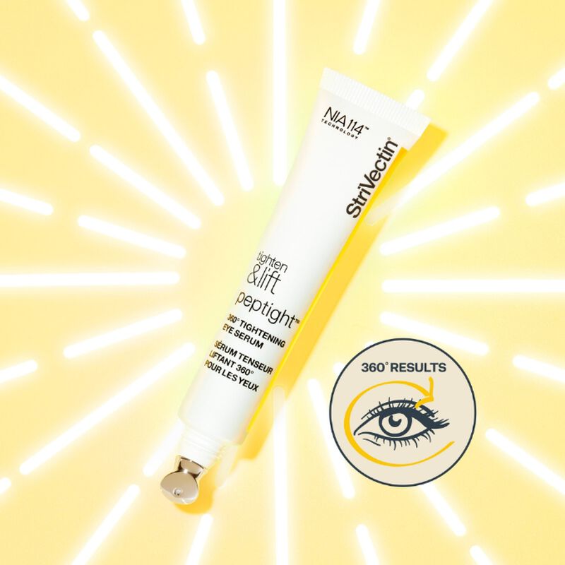 Peptight™ 360˚ Tightening Eye Serum on yellow background
