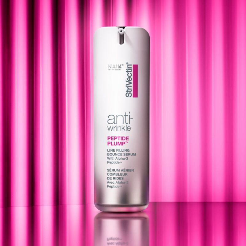 Peptide Plump™ Line Filling Bounce Serum​ on pink background